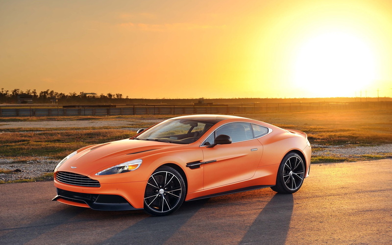 car, sport, Aston Martin, luxury, mode of transportation, convertible, orange color, coupe, travel, vintage car, road, outdoors, sunlight, wheel, transportation