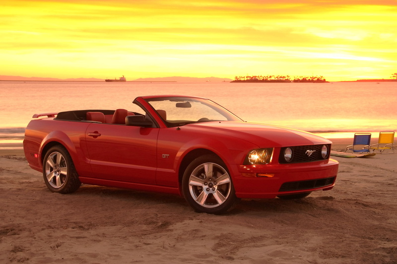 land, red, ford, beach, mustang, sand, beauty in nature, transportation, orange color, car, wip, nature, cloud - sky, 1080P, land vehicle, water, motor vehicle