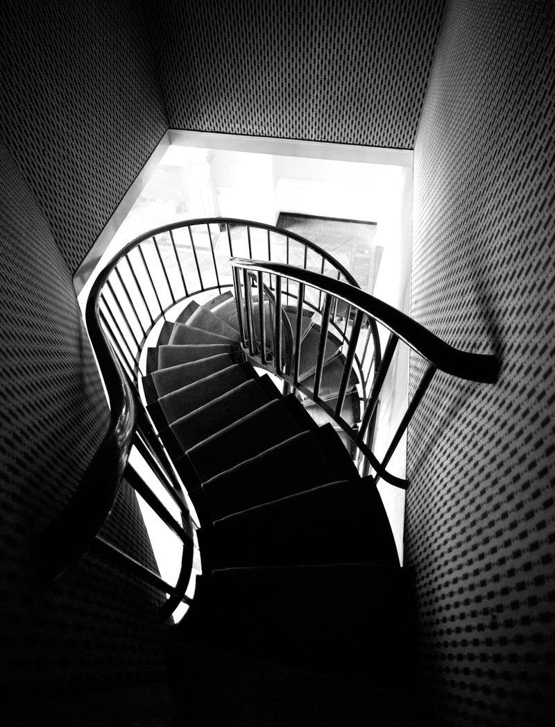 built structure, diminishing perspective, empty, day, bn, ceiling, absence, no people, staircase, 2K, railing, spiral, interior design, architecture, pattern