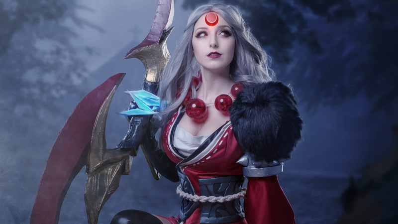 2K, Diana (League Of Legends), Women, Red Eyes, League Of Legends, Cosplay, White Hair