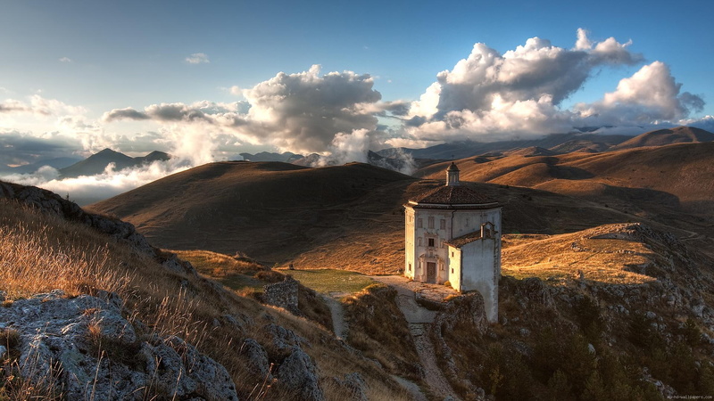 house, autumn, 1080P, monument, concrete, white, landscape, cloud, old, oldest, mountains, mountain