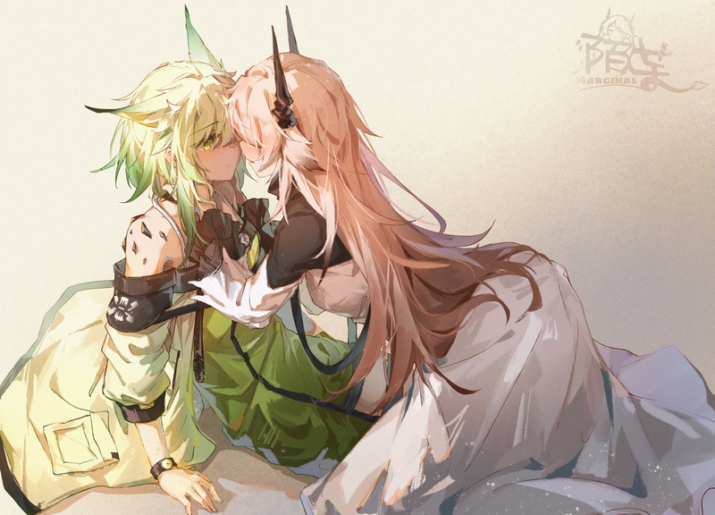 horns, Moyu Marginal, anime, Arknights, 4K, Kaltsit (Arknights), anime girls, yuri