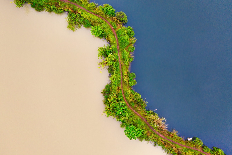 beach, ocean, non-urban scene, indonesia, high angle shot, water, landscape, scenic, travel, environment, nature, plant, daylight, green color, idyllic