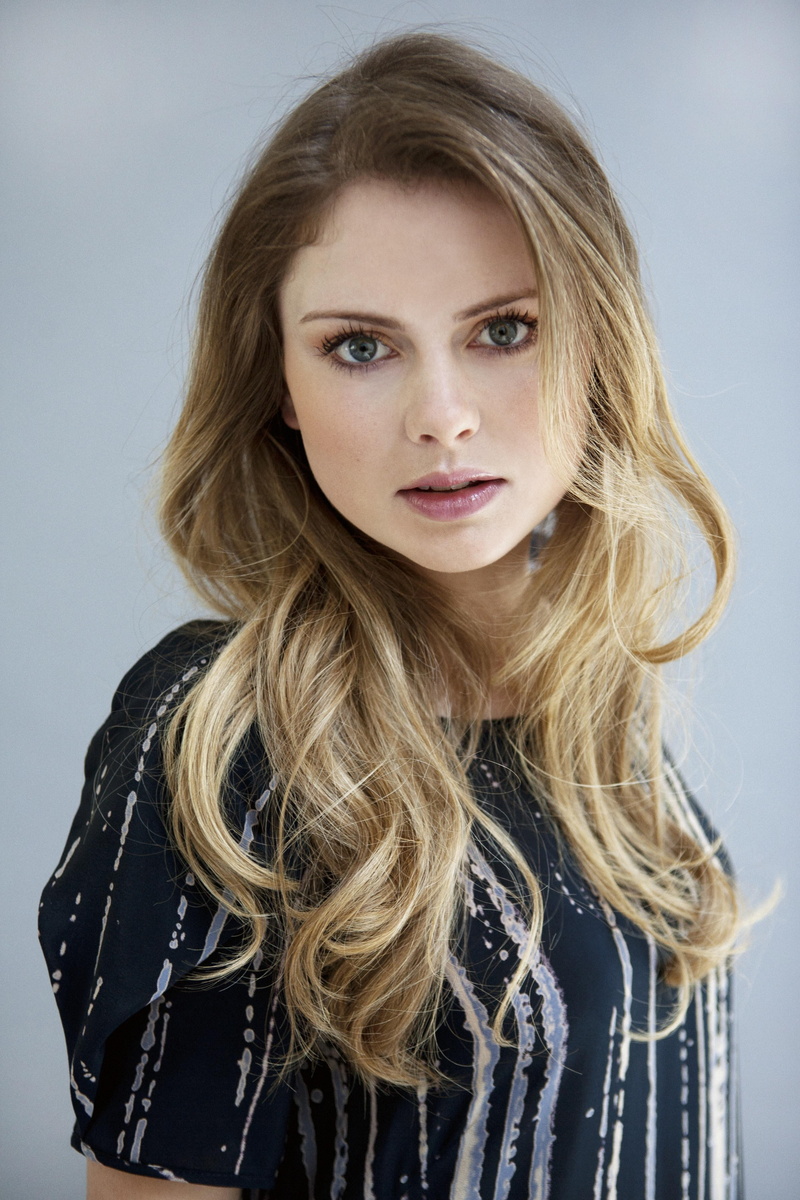 portrait display, portrait, women, Rose McIver, actress, 4K, black dress, long hair, blonde, simple background, looking at viewer, face