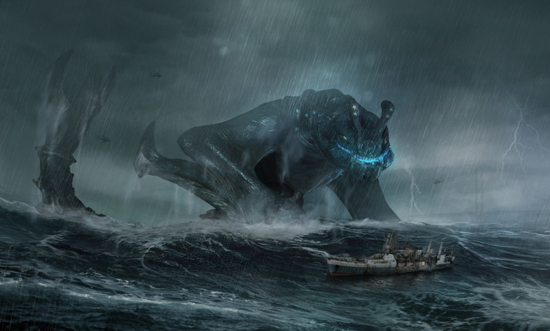 wave, gull, Otachi, giant, storm, rain, sea, ship, pacific rim, monster, 1080P, the storm