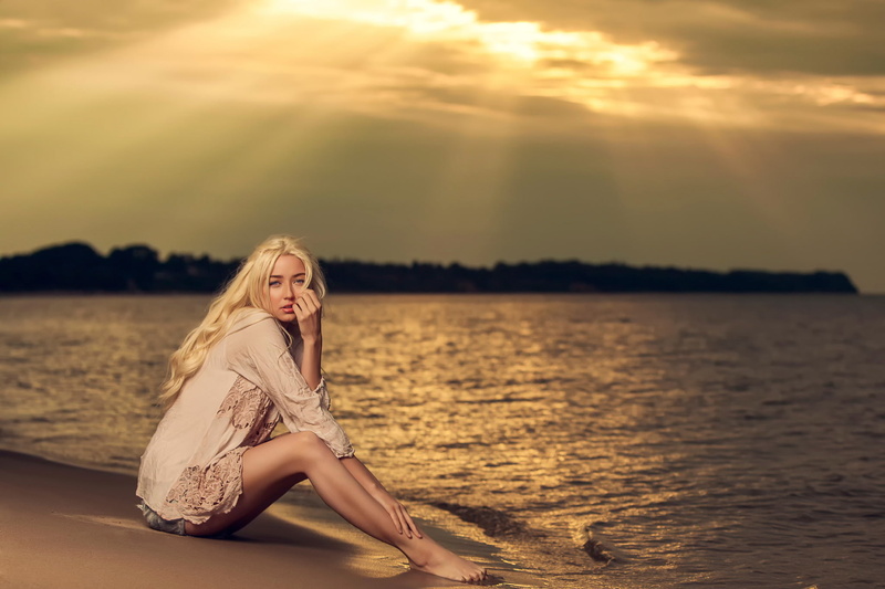long, beach, surf, blouse, shorts, s, dress, 1080P, beige, women, Thea, sleeved