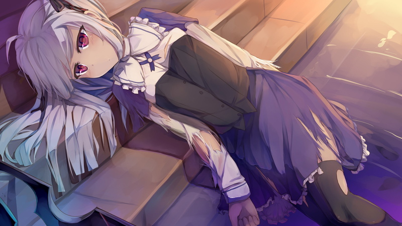 Absolute Duo, anime girls, thigh-highs, hair bows, 2K, white hair, Sigtuna Julie