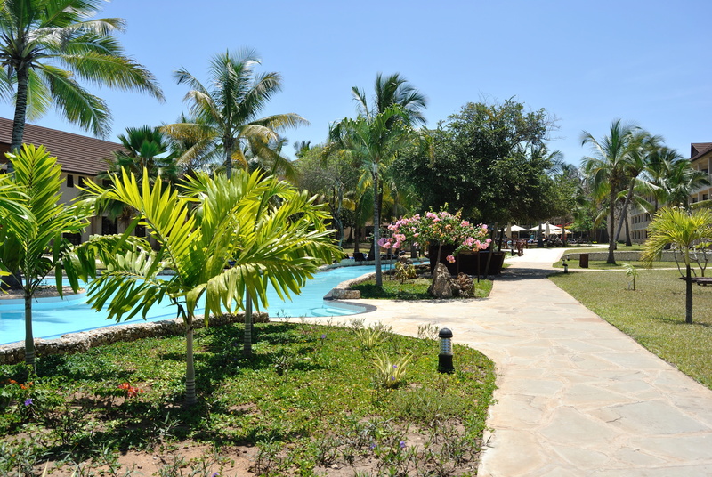 outdoors, plant, holiday, water, tree, growth, resort, coconut trees, garden, swimming pool, architecture, nature, palms, 4K, pathway, sunlight, building exterior