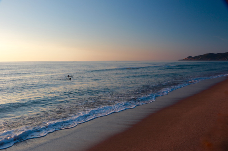 wave, motion, paradise, horizon, tranquility, swim, sunset, happy, aquatic sport, sea, water, horizon over water, outdoors, clear sky, scenics - nature