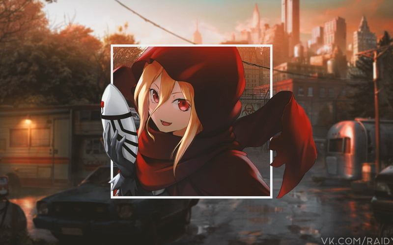 720P, picture-in-picture, anime girls, Evileye (Overlord), anime, Overlord (anime)