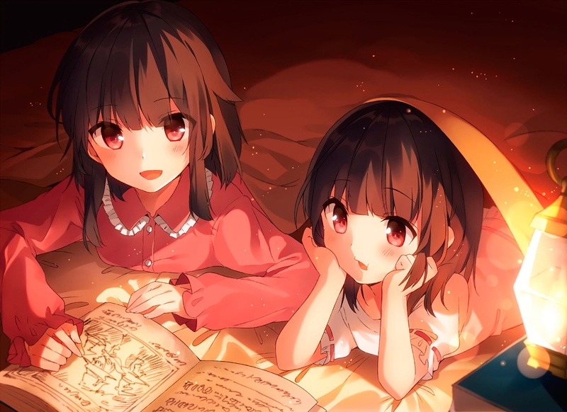 illuminated, women, human representation, front view, 1080P, males, people, Megumin (KonoSuba), lighting equipment, KonoSuba – God’s blessing on this wonderful world!!