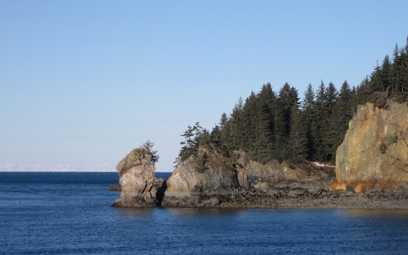 day, tranquility, waterfront, outdoors, tree, land, beauty in nature, blue, water, copy space, clear sky, cool background pictures nature 1920x1200, stack rock