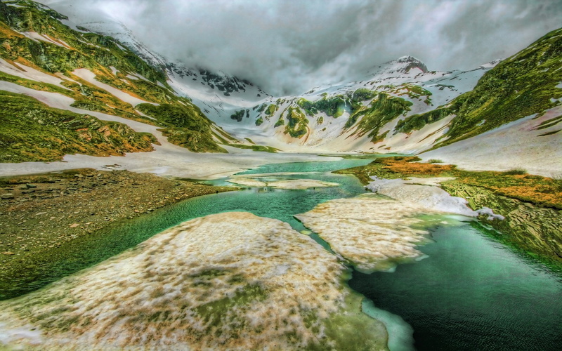 landscape, beauty in nature, 1080P, no people, rock, travel, cloud - sky, mountain range, water, cool background pictures nature 1920x1200, stream - flowing water