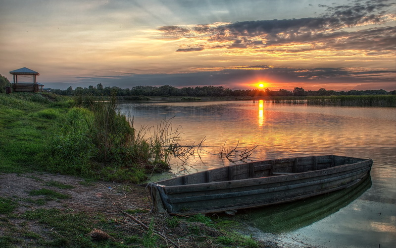 cloud - sky, pictures background nature 1920x1200, non-urban scene, nature, plant, sky, nautical vessel, sunset, tranquil scene, rowboat, reflection, land