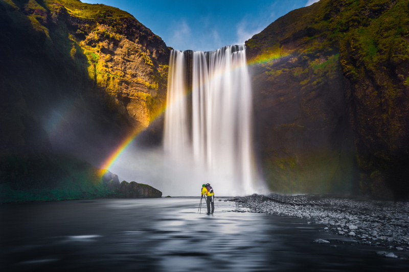 tourism, beauty In Nature, stream - flowing water, travel destinations, rock - object, scenics, environment, waterfall, landscape, small group of people