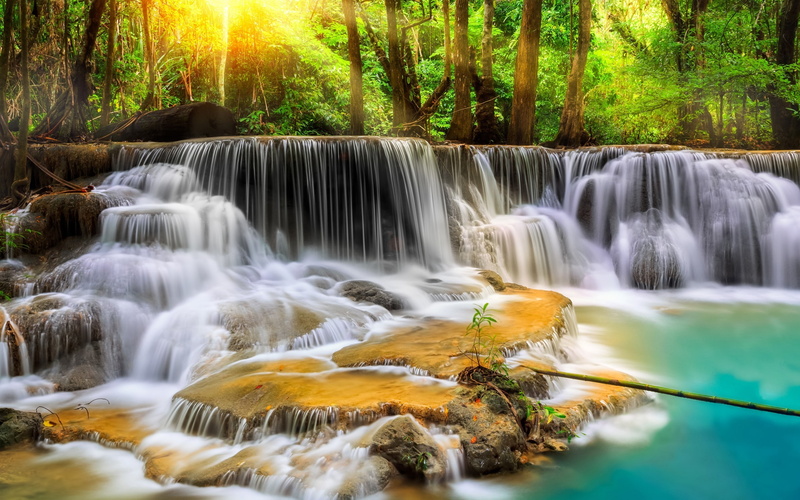 landscape, 2K, thailand, waterfall, forest