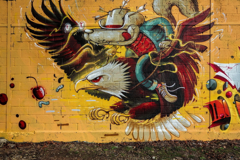 1080P, wall, grafiti, eagle