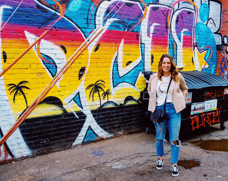 casual clothing, hairstyle, beautiful woman, art and craft, real people, standing, portrait, wall - building feature, Art, Person, Millennials, graffiti