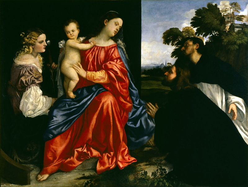 1512-1516, St Dominic and a donor, Titian Vecellio, St Catherine, The Madonna and child, 2K