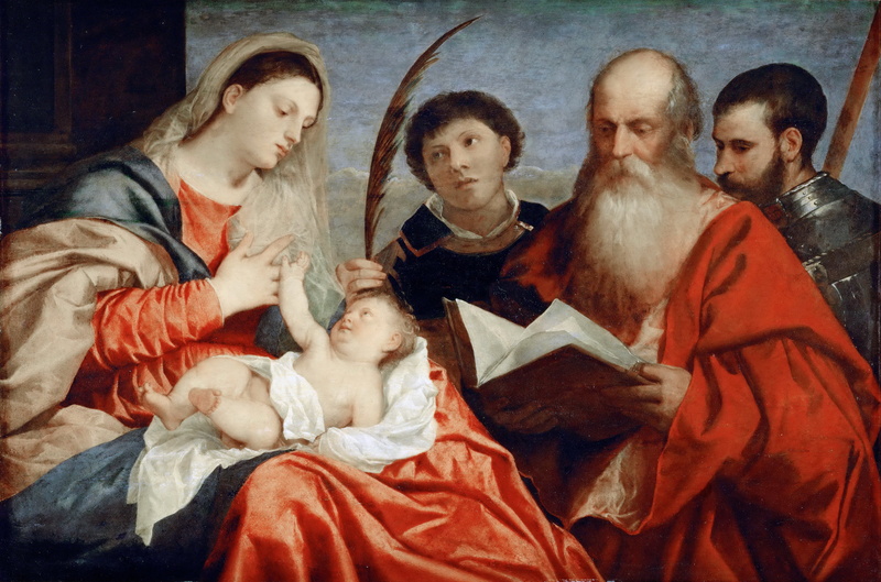 St. Stephen, 1520 approx., The Madonna and child, 4K, Titian Vecellio, St. Jerome and St. Mauritius