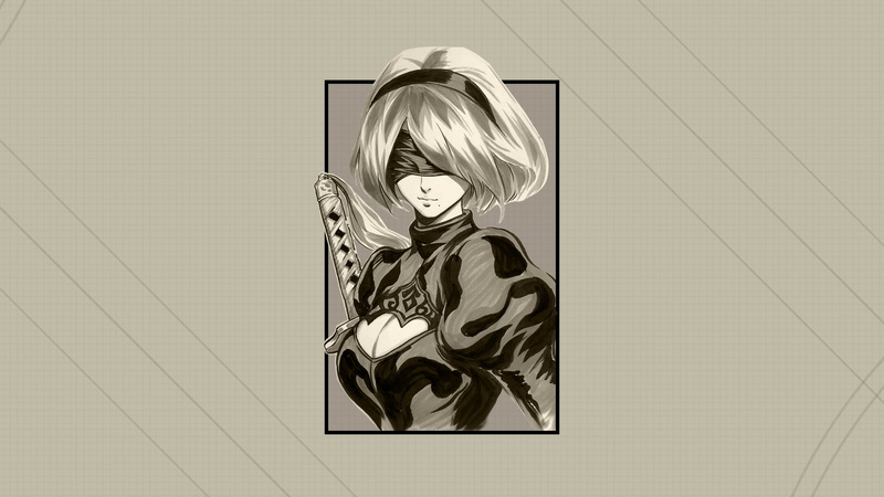 render in shapes, 2B (Nier: Automata), Nier: Automata, 1080P