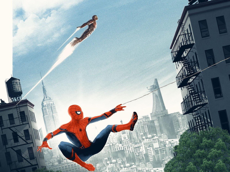 hd, building exterior, tree, tower, residential district, 1080P, architecture, building, spiderman homecoming, people, cloud - sky, outdoors, men, built structure
