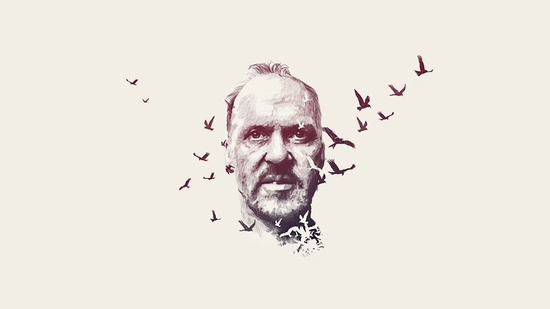 digital composite, human face, creativity, adult, 1080P, headshot, copy space, one person, Birdman, looking at camera, front view, body part, bizarre
