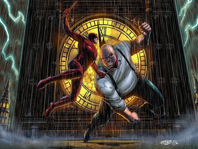 mature adult, Daredevil and Kingpin, Comics, people, real people, Marvel, mature men, women, 480P, Daredevil, Superheroes, men, full length, Kingpin