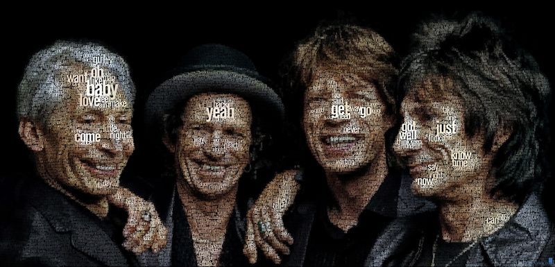 Juan Osborne, 2K, typography, word clouds, The Rolling Stones, artwork
