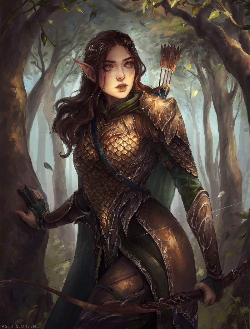 one person, women, 720P, fantasy, contemplation, females, hair, fashion, outdoors, glamour, archer, beauty, fantasy art, armor, elegance, tree, make-up