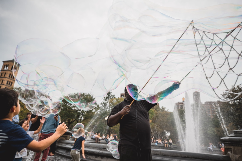 group, boy, daytime, spraying, architecture, medium group of people, man, ny, day, leisure activity, bubble wand, fountain, fall, child, new york, group of people