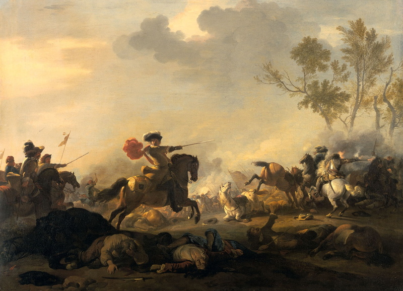 Jan van Huchtenburg, genre, picture, Kavaleriiskaya Battle, 1080P, battle