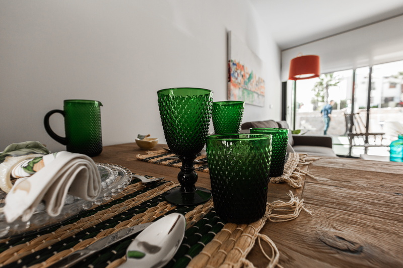 luxury villas, focus on foreground, home interior, bottle, table, furniture, drink, torrevieja, absence, wood - material, drinking glass, glass, interior