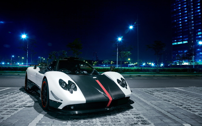 Sports, Cinque, Car, Pagani, Singapore, Night, Zonda, City, 1080P