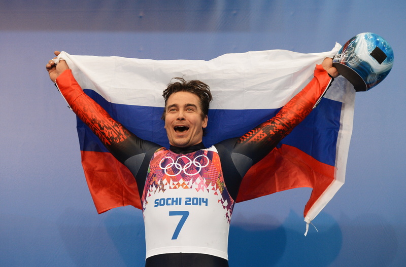Russia, 4K, flag, mouth open, human limb, human arm, excitement, Luge, positive emotion, happiness, blue, one person, young adult, Sochi 2014, emotion