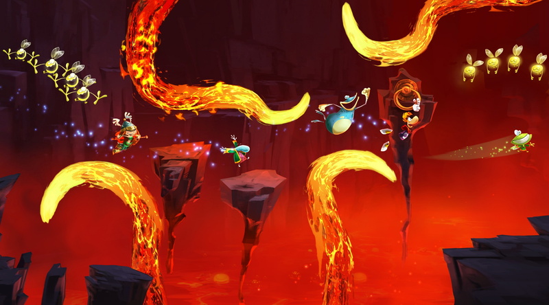 creativity, 2012, lava, Rayman, red, Games, 4K, multi colored, concept art, water, outdoors, lighting equipment, nature, motion, night, Lava Chase, yellow