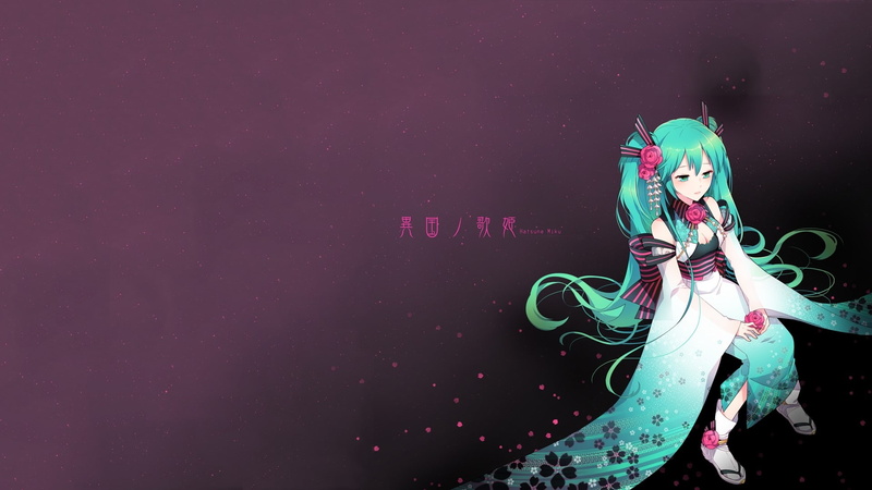 Hatsune miku, holiday - event, studio shot, creativity, celebration, pink color, human representation, 1080P, purple, copy space, Girl, Vocaloid, winter