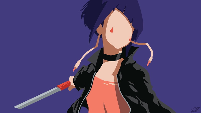 Collar, Purple Hair, Jacket, Anime, My Hero Academia, Kyouka Jirou, Sword, Minimalist, Boku no Hero Academia, 1080P