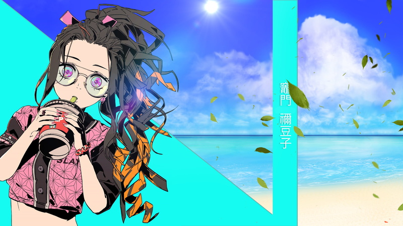 1080P, beach, Kamado Nezuko, Kimetsu no Yaiba