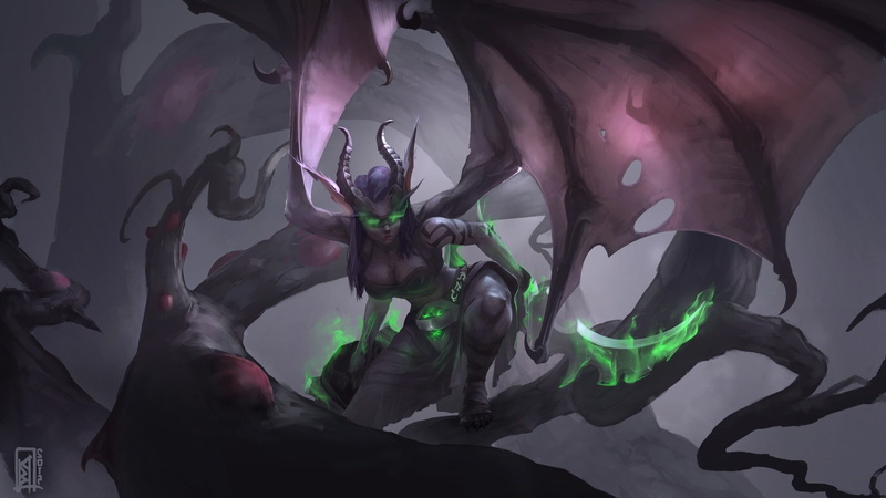 1080P, fantasy art demoness demon hunter world of warcraft