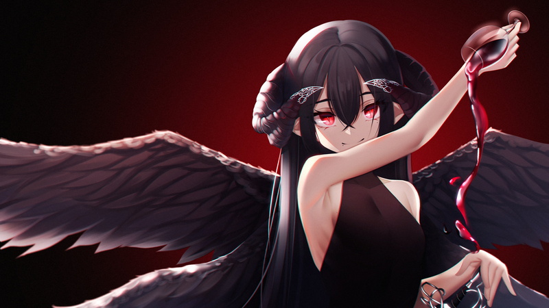 Demon, Original, Girl, 4K, Anime, Wings