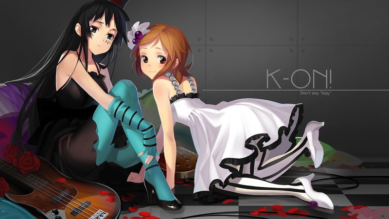 hirasawa, 1080P, akiyama, alphonse, datura, legwear, k on, anime, striped, mio, white, yui