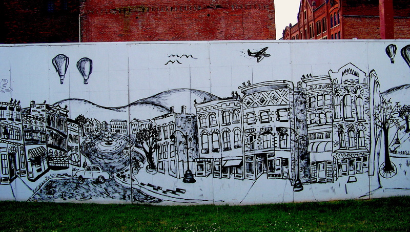grass, art and craft, art, mural, building exterior, plant, city, no people, building, outdoors, mode of transportation, desgin, architecture, 2K, wall - building feature