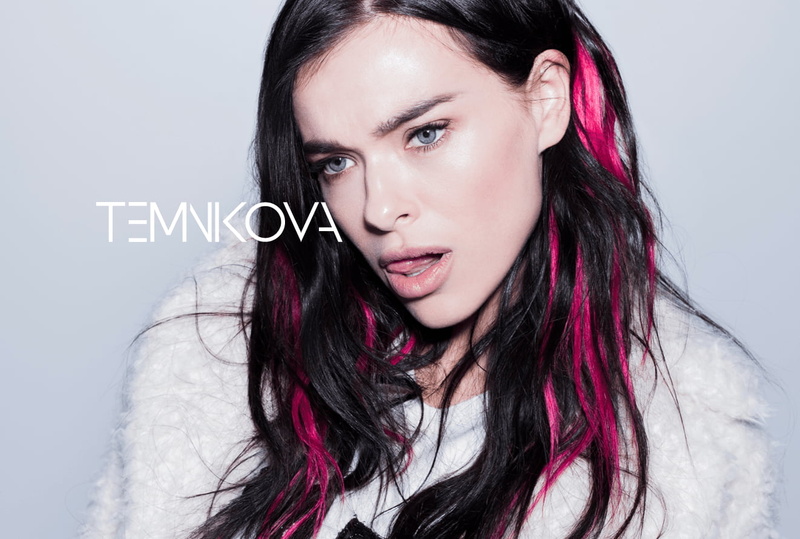 gradient, blue eyes, simple background, Elena Temnikova, Russian, women, singer, 720P, long hair