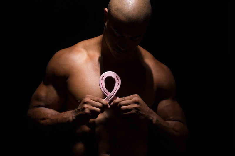 man, chest, sportsman, ribbon, cancer, adult, adults only, studio shot, only men, male, indoors, strength, people, young adult, body, portrait, athlete