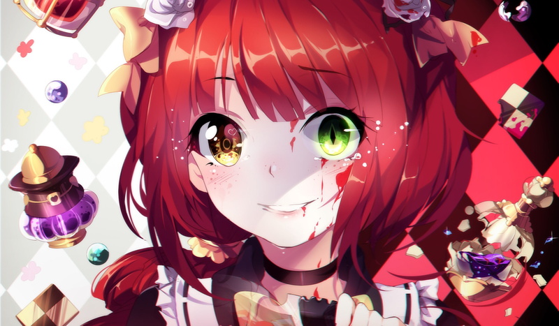anime girls, heterochromia, 1080P, anime