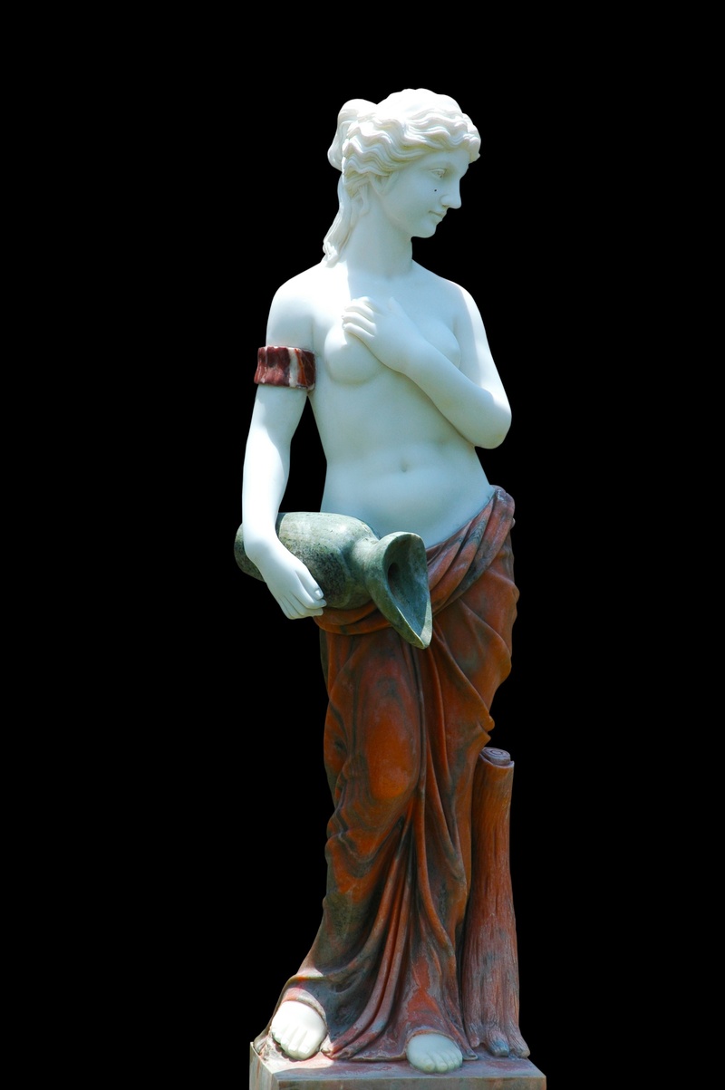 copy space, statue, black background, greek, cut out, 2K, skirt, female likeness, craft, male likeness, low angle view, creativity, human representation