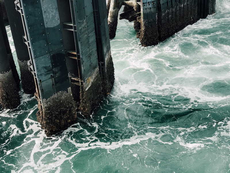 water, rippled, breaking, ocean, beauty in nature, no people, built structure, flowing, united states, seattle, pier, wave, flowing water, waves, high angle view