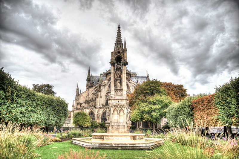 notre, travel destinations, grass, cloud - sky, tree, green color, culture, tourist, 5K, old, near, tourism, religion, plant, day, spire, outdoors, architecture