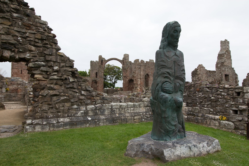 Ruins, travel destinations, aidan, england, historic, place of worship, day, causeway, church, sculpture, monastery, craft, human representation, statue